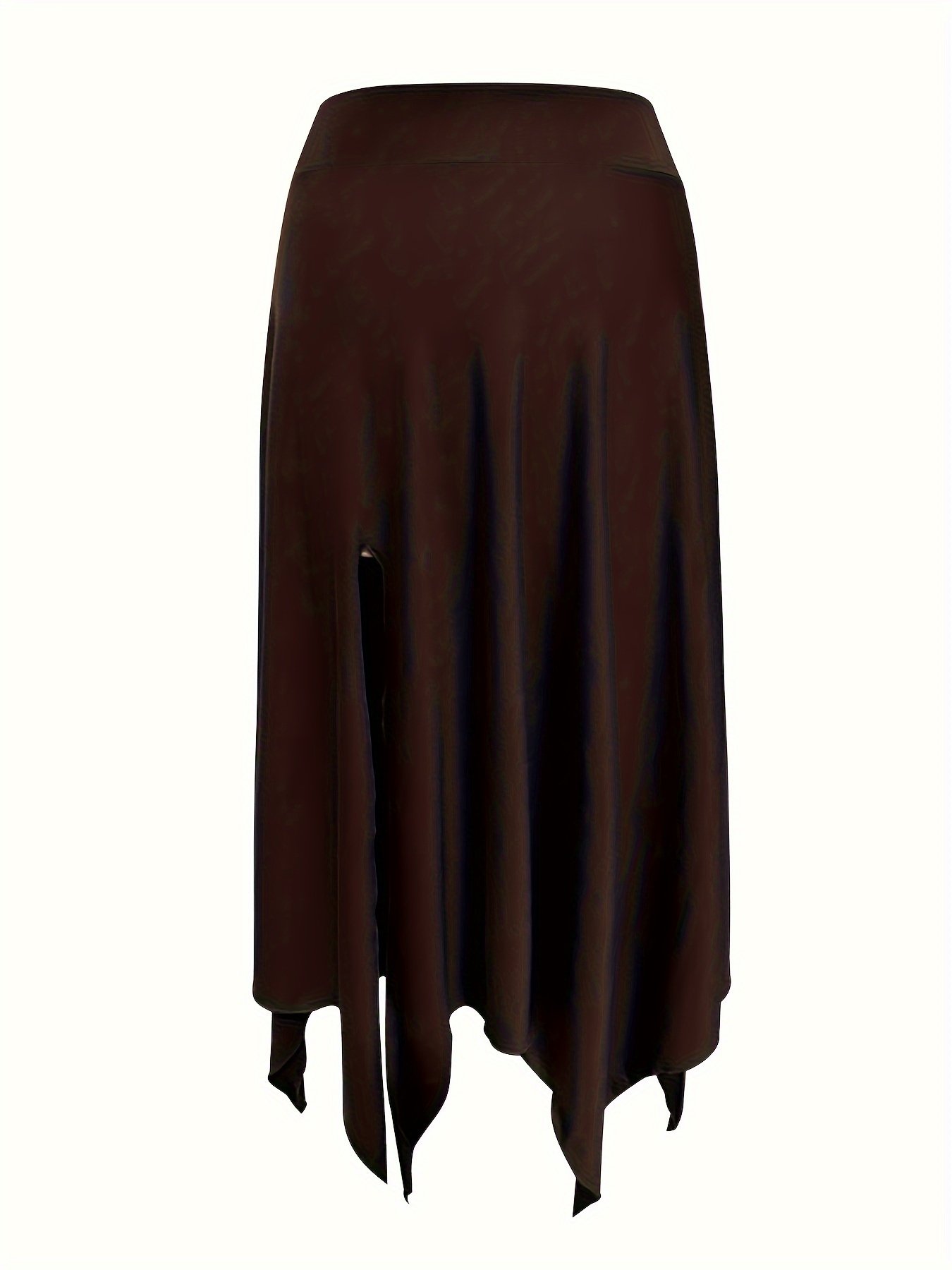 Jupe À Ourlet Asymétrique À Taille À Cordon de Serrage, Jupe Fendue Haute Taille Décontractée Pour Le Printemps Et L'été, Vêtements Pour Femmes