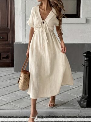 Robe Bohème à Manches Courtes pour Femme (TEMU)