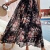 Jupe trapèze élégante à imprimé floral avec taille élastique (TEMU)