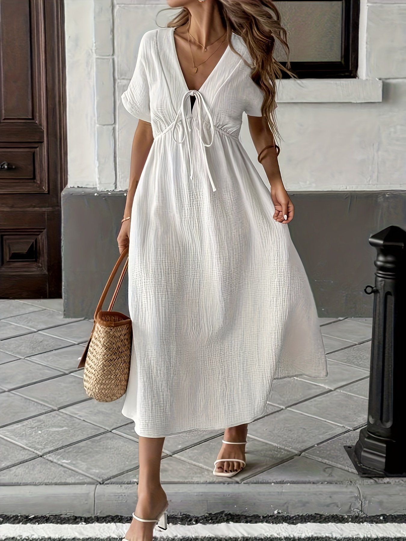 Robe Bohème à Manches Courtes pour Femme + Nian Nian