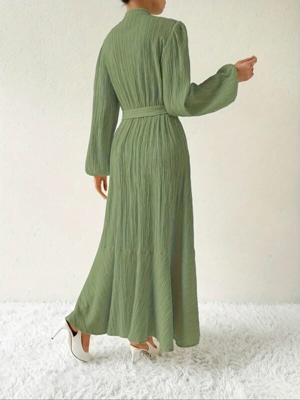 Robe Élégante pour Femme à Manches Lanterne avec Col Montant (TEMU)
