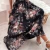 Jupe trapèze élégante à imprimé floral avec taille élastique (TEMU)