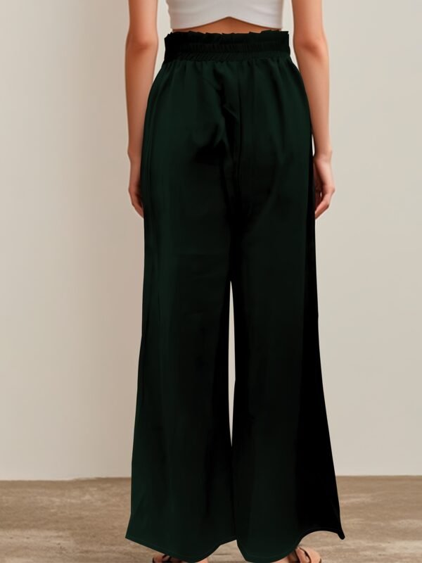 Pantalon large de couleur unie pour femme avec poches (TEMU)