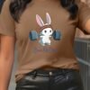 1pc T-shirt d'entraînement amusant pour femme avec imprimé lapin (TEMU)