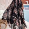 Jupe trapèze élégante à imprimé floral avec taille élastique (TEMU)