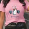 1pc T-shirt d'entraînement amusant pour femme avec imprimé lapin (TEMU)