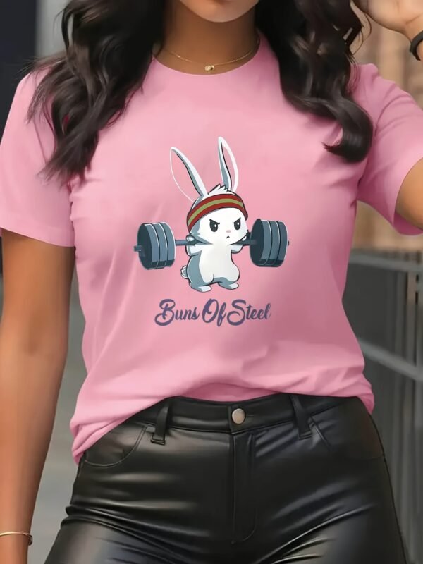 1pc T-shirt d'entraînement amusant pour femme avec imprimé lapin (TEMU)