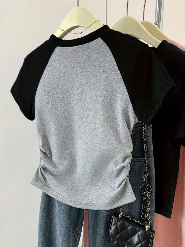 T-shirt décontracté à manches courtes et col rond pour femmes (TEMU)