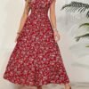 Robe midi élégante à col en V pour femme (TEMU)