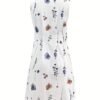 Robe midi sans manches élégante à imprimé floral (TEMU)
