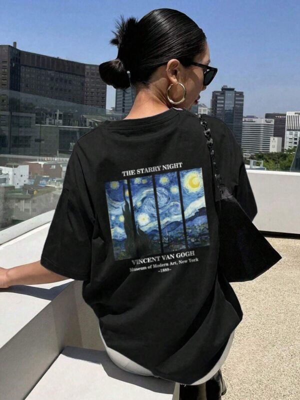 Chemise Femme Légère et Respirante - Impression Art Van Gogh "La Nuit Étoilée" (TEMU)