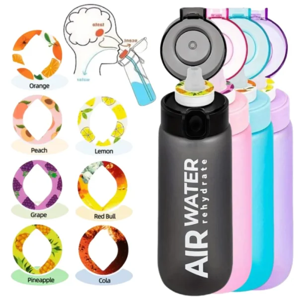 Bouteille d'eau à saveur de fruit de 750ml/25oz, 0 sucre, 0 calories, tasse de sport avec 7 dosettes de fruits, idéale pour les sports de fitness en plein air