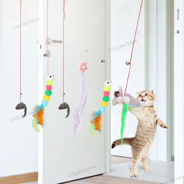 Corde longue corde pour chat, accessoires de jouet pour chaton, jouet pour chaton, balançoire, disque collant élastique avec cloche