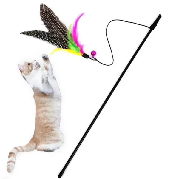 Jouets amusants pour chaton, tige de jouet interactive avec cloche et plumes, jouets pour chats.
