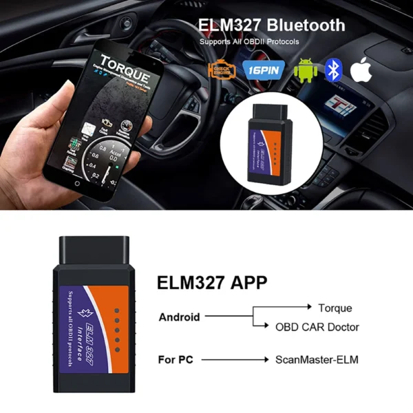 kf-S7f035bdde5c2444cbd2816b80964af42b Scanner ELM327 V2.1 OBD2, outil de Diagnostic de voiture Bluetooth pour lecteur de Code Android /IOS, détecteur de défauts automobile