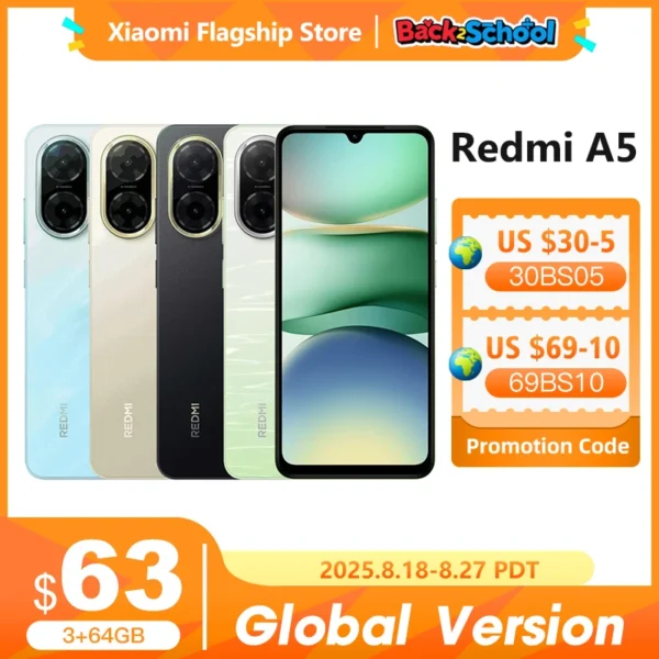 kf-S801aea6693d147419765e8c54a0bb0c6M Version mondiale Xiaomi Redmi A5 Smartphone 32MP AI double caméra 6.88 "affichage UNISOC T7250 CPU 5200mAh batterie 15W charge rapide