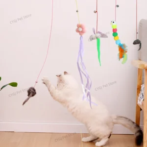 Corde longue corde pour chat, accessoires de jouet pour chaton, jouet pour chaton, balançoire, disque collant élastique avec cloche