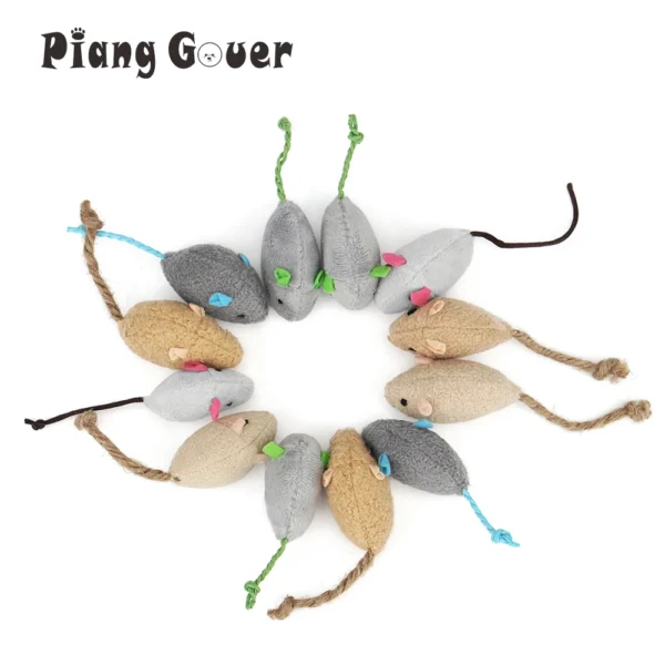 12 pièces mélange jouet pour animaux de compagnie herbe-aux-chats souris amusant en peluche souris chat jouet jeu interactif pour chaton