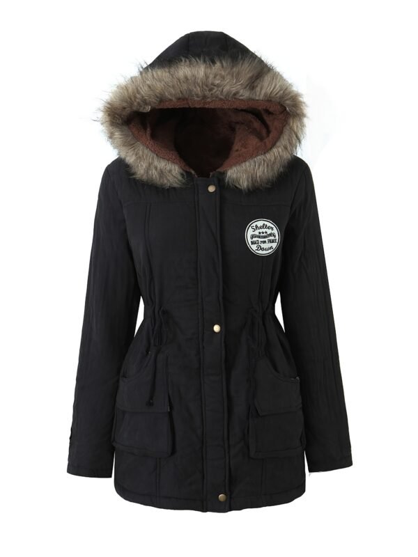 (TEMU)Veste d'hiver chaude à capuche pour femme - Manteau décontracté parka