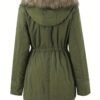 (TEMU)Veste d'hiver chaude à capuche pour femme - Manteau décontracté parka