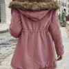 (TEMU)Veste d'hiver chaude à capuche pour femme - Manteau décontracté parka