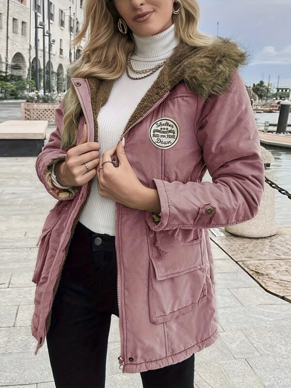 (TEMU)Veste d'hiver chaude à capuche pour femme - Manteau décontracté parka