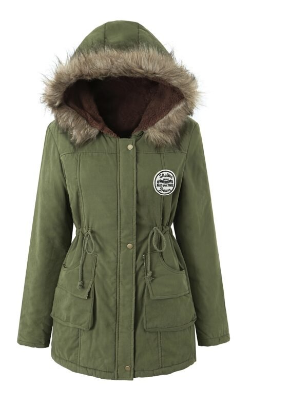 (TEMU)Veste d'hiver chaude à capuche pour femme - Manteau décontracté parka