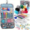 (TEMU)Kit de 130 crochets pour fil multicolore avec sac de rangement en tissu, indispensable pour tout le temps d'ouvrage à tricoter - accessoires de fabrication comprenant des crochets, des ciseaux, des aiguilles, des étiquettes d'aiguille, etc...