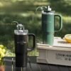 Gobelet Isolé en Acier Inoxydable 900ml avec Paille et Poignée, Étanche, Sans BPA(TEMU)