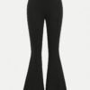 Ensemble 3 pièces de chemise à manches longues à carreaux kaki ciblée DP010599+Vica, haut court noir, pantalon évasé(TEMU)