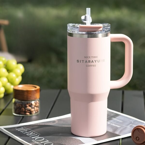 Gobelet Isolé en Acier Inoxydable 900ml avec Paille et Poignée, Étanche, Sans BPA(TEMU)