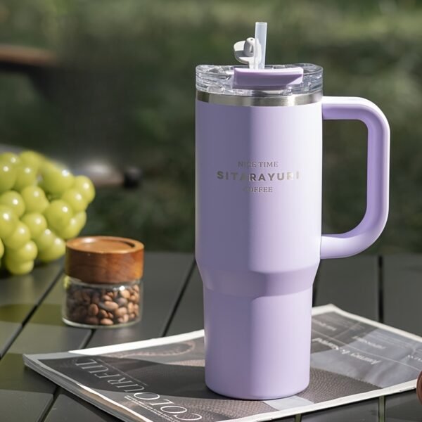 Gobelet Isolé en Acier Inoxydable 900ml avec Paille et Poignée, Étanche, Sans BPA(TEMU)