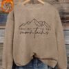Pull confortable marron pour femme avec motif de montagne (TEMU)