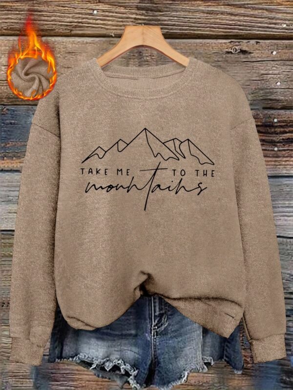 Pull confortable marron pour femme avec motif de montagne (TEMU)