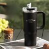 Gobelet Isolé en Acier Inoxydable 900ml avec Paille et Poignée, Étanche, Sans BPA(TEMU)