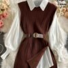 (TEMU)Gilet élégant de couleur unie pour femmes -  marron, parfait pour des tenues décontractées ou chic