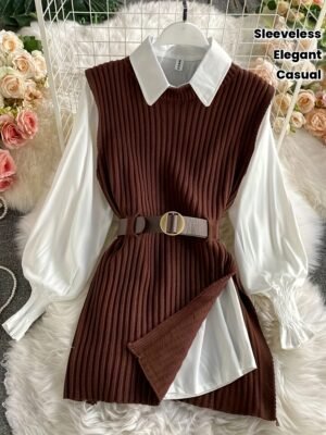 (TEMU)Gilet élégant de couleur unie pour femmes -  marron, parfait pour des tenues décontractées ou chic