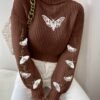 Pull Décontracté à Col Montant Papillon pour Femmes (TEMU)