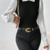 Chemise Élégante Décontractée pour Femmes à Manches Longues - Design Inspiré du Moyen-Orient avec Blocs de Couleur(TEMU)