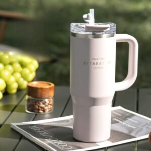 Gobelet Isolé en Acier Inoxydable 900ml avec Paille et Poignée, Étanche, Sans BPA(TEMU)
