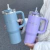 Gobelet Isolé en Acier Inoxydable 900ml avec Paille et Poignée, Étanche, Sans BPA(TEMU)