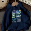 Sweat à capuche femme inspiré de la Nuit Étoilée de Van Gogh - Pull léger doublé en polaire avec imprimé "1889 AT NIGHT" (TEMU)