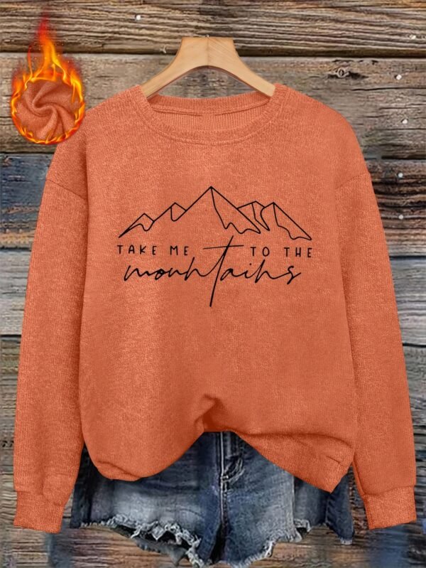 Pull confortable marron pour femme avec motif de montagne (TEMU)