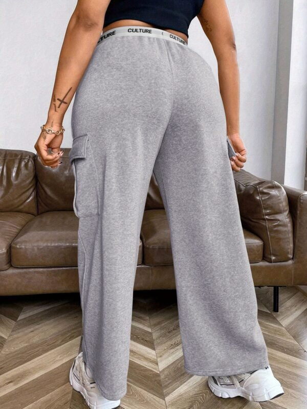 Pantalon cargo décontracté tricoté pour femmes avec imprimé alphabet et poches(TEMU)