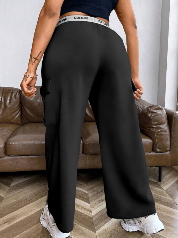 Pantalon cargo décontracté tricoté pour femmes avec imprimé alphabet et poches(TEMU)
