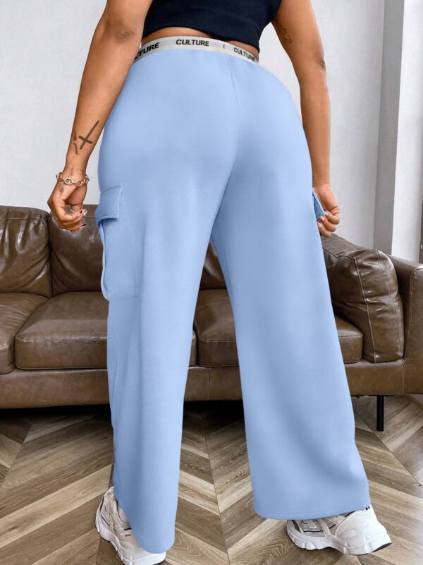 Pantalon cargo décontracté tricoté pour femmes avec imprimé alphabet et poches(TEMU)