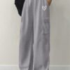 Pantalon cargo décontracté tricoté pour femmes avec imprimé alphabet et poches(TEMU)