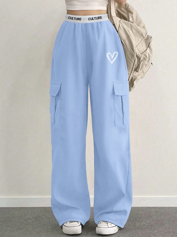 Pantalon cargo décontracté tricoté pour femmes avec imprimé alphabet et poches(TEMU)