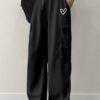 Pantalon cargo décontracté tricoté pour femmes avec imprimé alphabet et poches(TEMU)