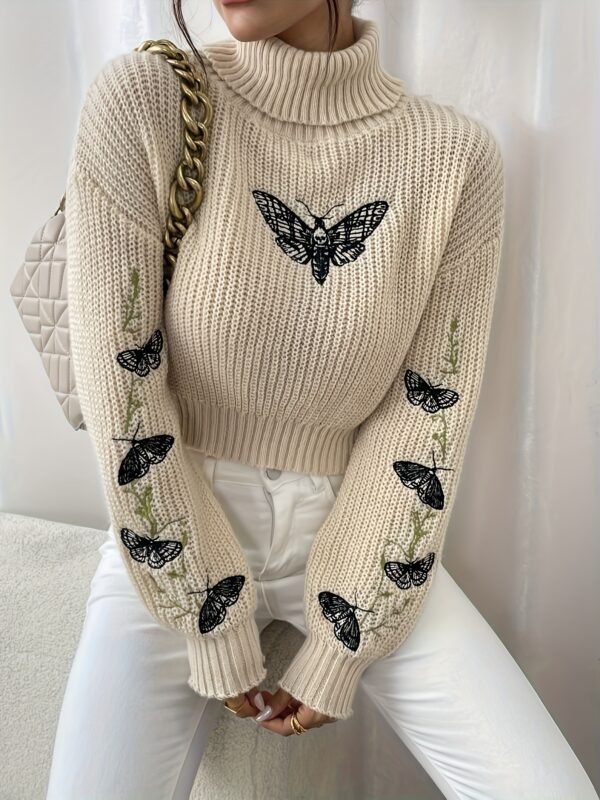 Pull Décontracté à Col Montant Papillon pour Femmes (TEMU)